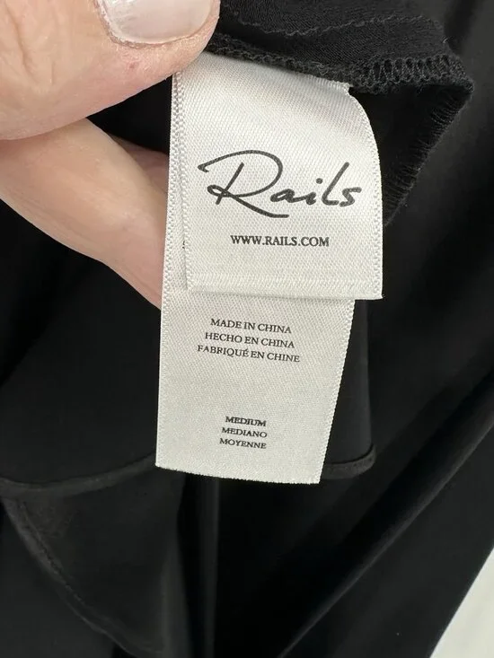 RAILS SOLENE DRESS black midi MEDIUM satin party sleeveless cutout slinky - Picture 13 of 14